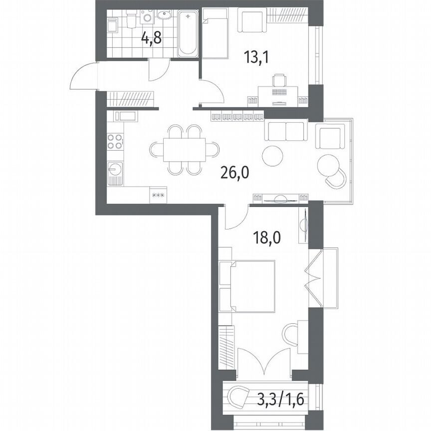 2-к. квартира, 68,8 м², 10/11 эт.