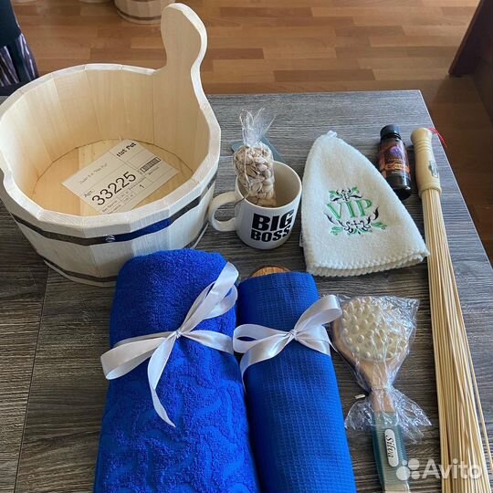 Банный мужской букет с килтом в шайке