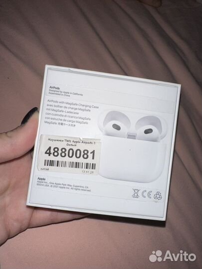 Наушники airpods правый и левый + кабель USB-S