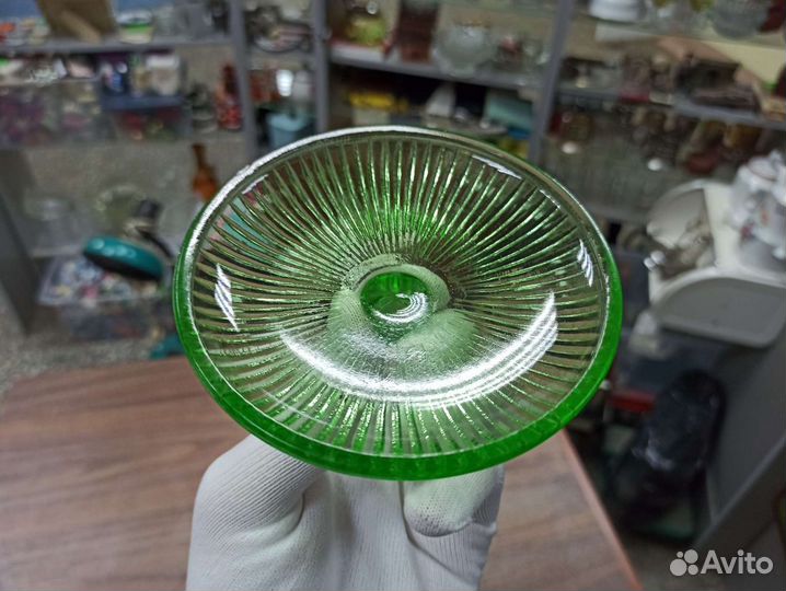 Советская Сахарница Изумрудное Стекло Зеленое СССР