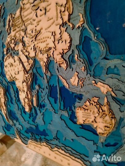 Деревянная карта мира 3D