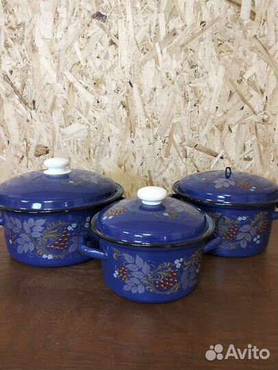 Набор эмалированных кастрюль СССР 2л,3л,4л
