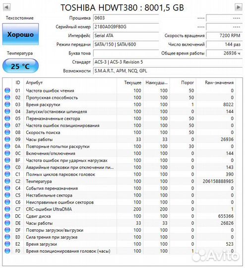 Жесткий диск Toshiba S300 8 Тб