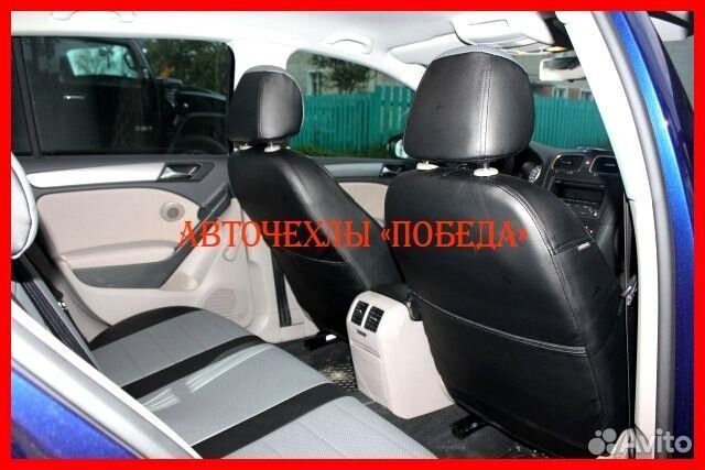 Чехлы Volkswagen Jetta 5 из экокожи чёрно-серые