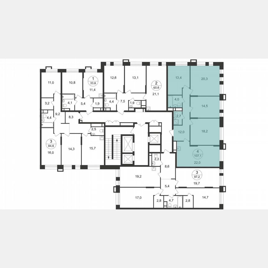 4-к. квартира, 107,1 м², 8/20 эт.