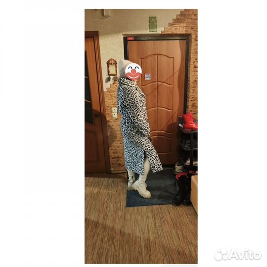 Шуба из экомеха женская Леопард