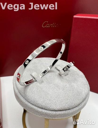 Браслет Cartier Love тонкий с 10 брил