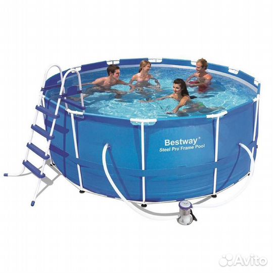 Каркасный бассейн 366х122 лестница фильтр насос