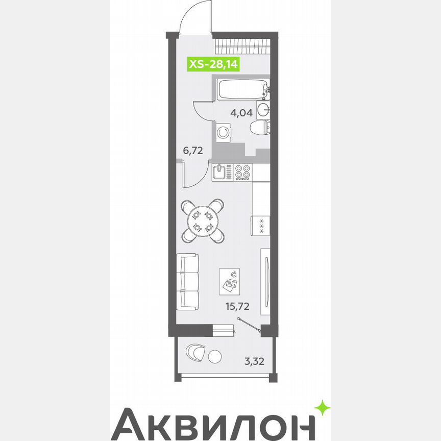 Квартира-студия, 27,3 м², 9/13 эт.
