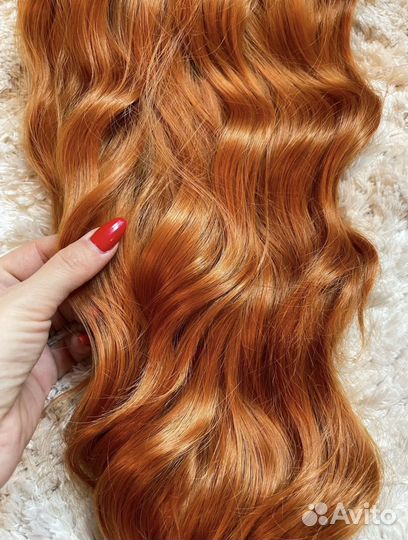 Рыжий парик кудрявый длинный