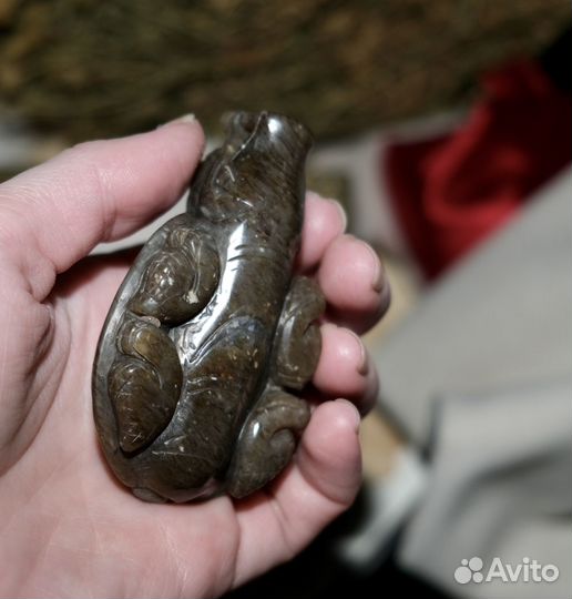 Нефритовая Драконочерепаха крупный подвес/статуэ