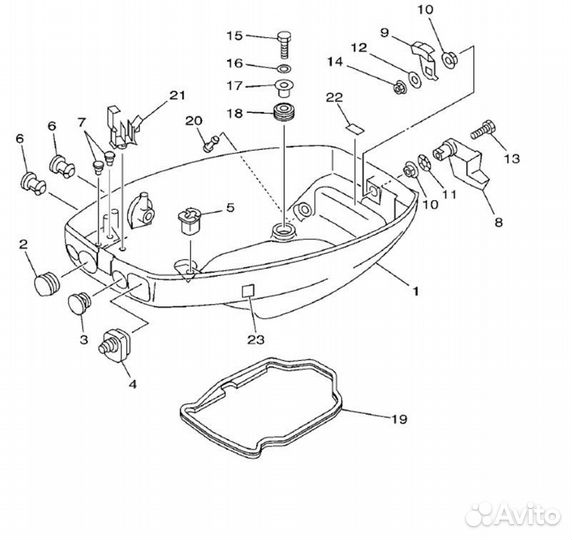 Поддон (основание) Yamaha (Ямаха) 9.9-15 л.с. 4т