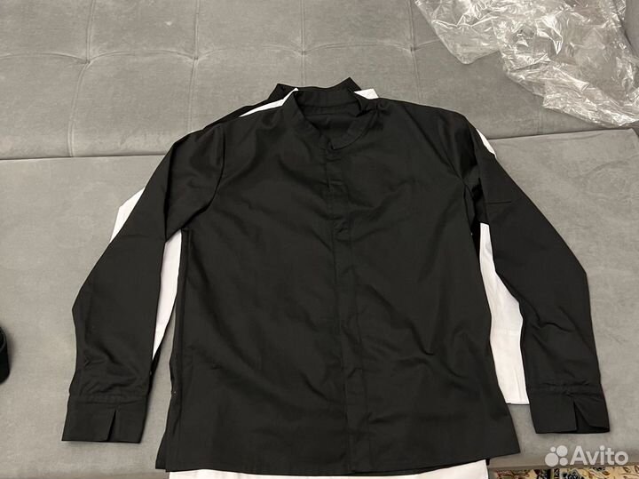 Поварской китель мужской черный белый