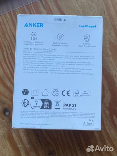Зарядное устройство 30W Anker PowerPort Nano 3