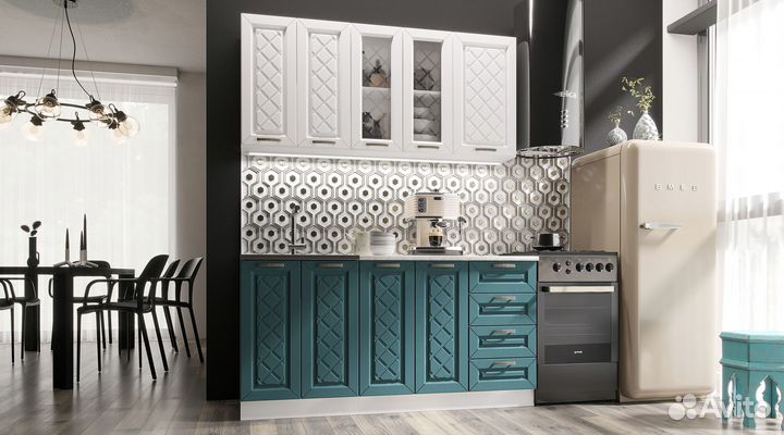 Кухня Агава белая/Моренга 1,6 метра (новая)