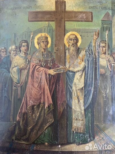 Икона старинная воздвижение креста 19 век