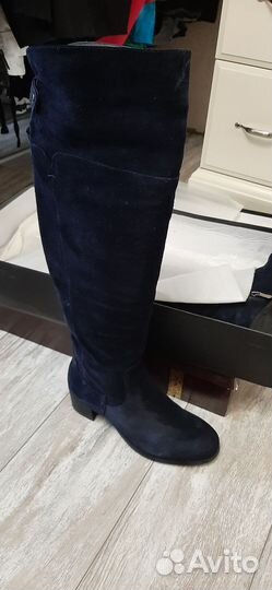 Шикарныесапоги ботфорты, натур.замша 40 размер