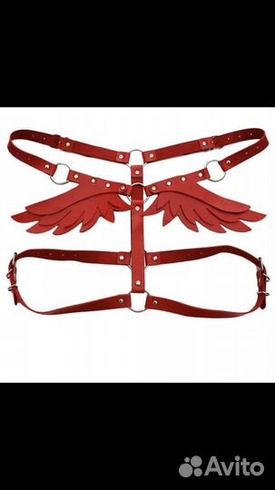 Портупея с крыльями красная кожзам