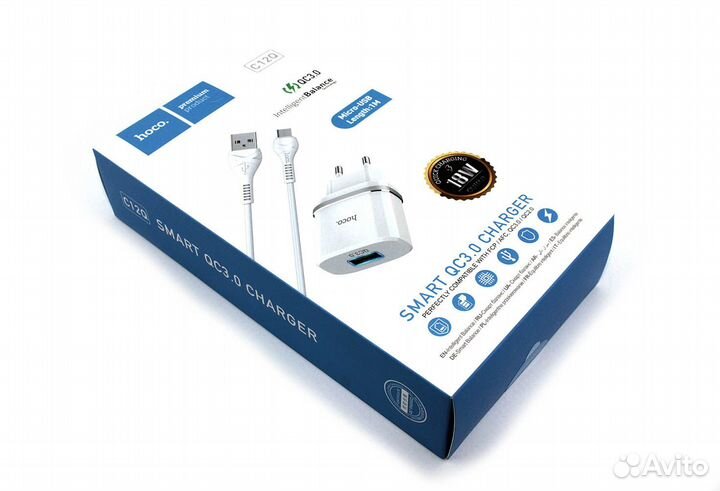 Блок питания (сетевой адаптер) hoco С12Q Smart QC3