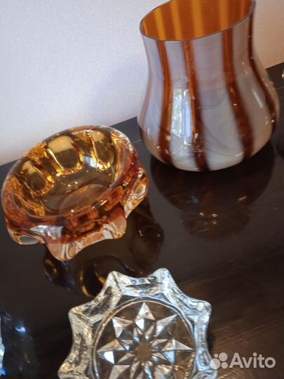 Хрустальные, цветные вазы пепельницы СССР