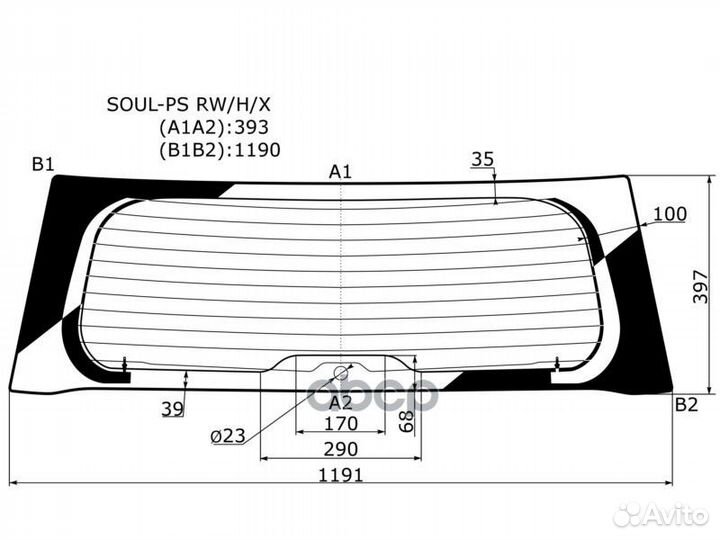 Стекло заднее с обогревом KIA soul PS 13-19 SOU