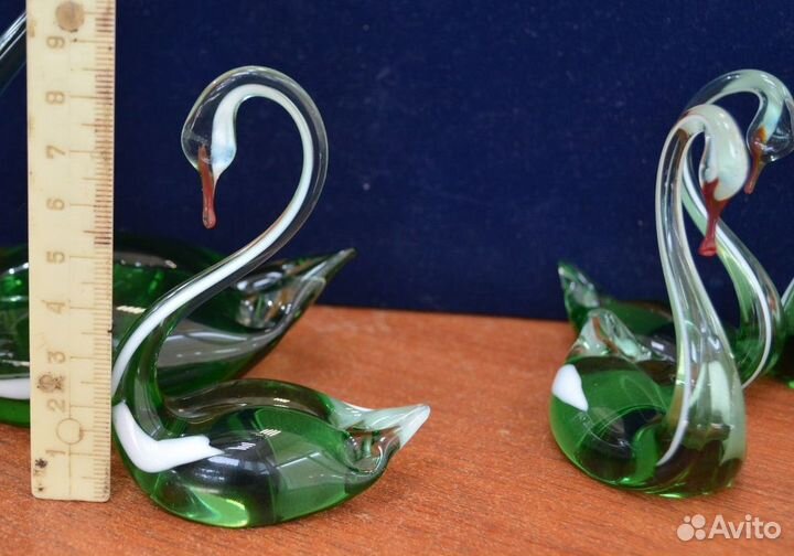Стеклянные лебеди (6 шт).отличное состояние