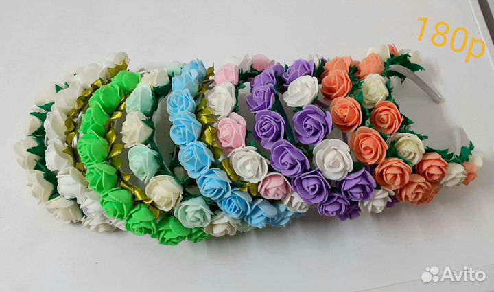 Ободок с цветами из фоамирана