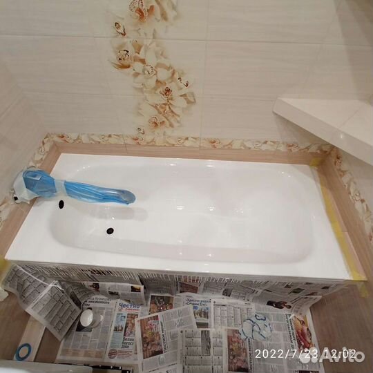 Реставрация эмали ванн наливным акрилом. Гарантия