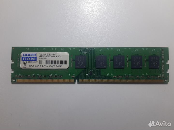 Оперативная память goodram DDR3 8GB 1333MHz