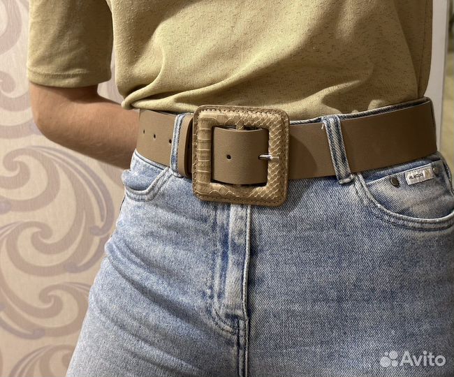 Ремень женский широкий 4,5 см с квадратной пряжкой