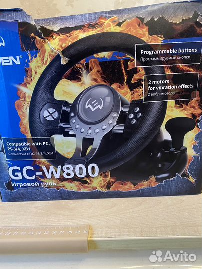 Игровой руль с педалями и коробкой передач новый