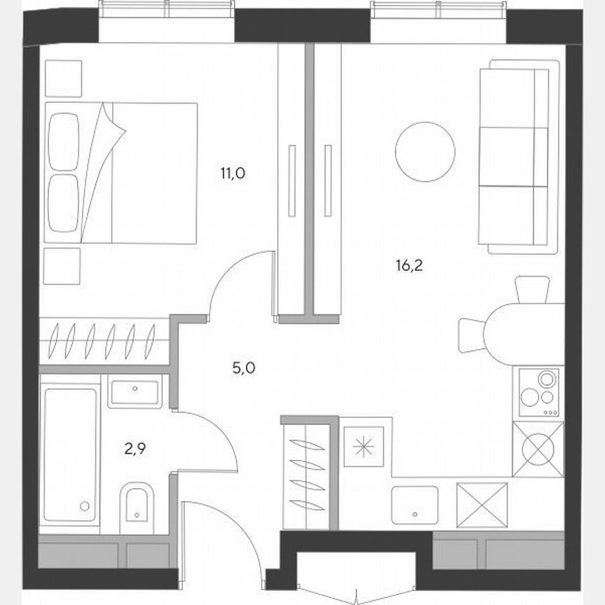 1-к. апартаменты, 35,1 м², 21/21 эт.
