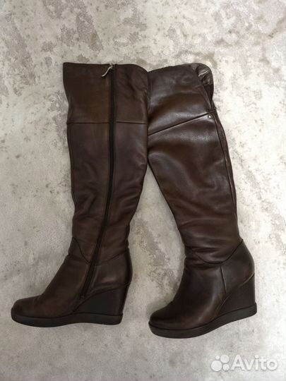 Сапоги-ботфорты кожаные(зима) 38