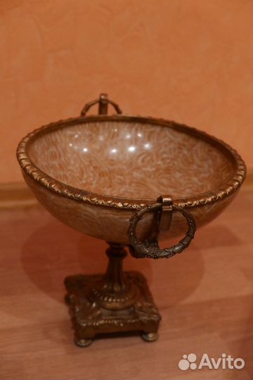 Чаша фарфоровая, декоративная G&C (Дания), бежевая