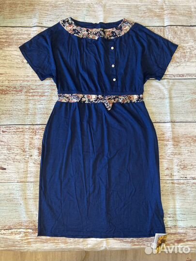 Новое синее платье из вискозы, 52 размер