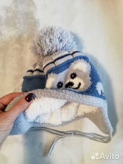 Зимняя шапка для мальчика 1-2 года