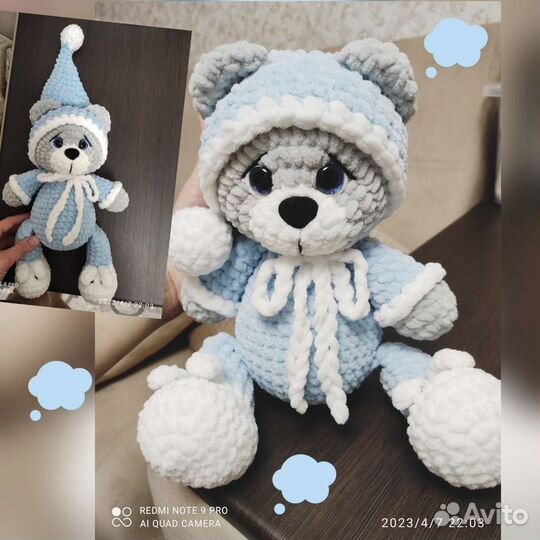 Вязанный плюшевый мишка