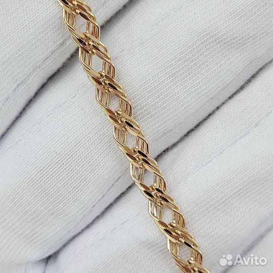 Золотой браслет тройной ромб 22 см (Рассрочка)