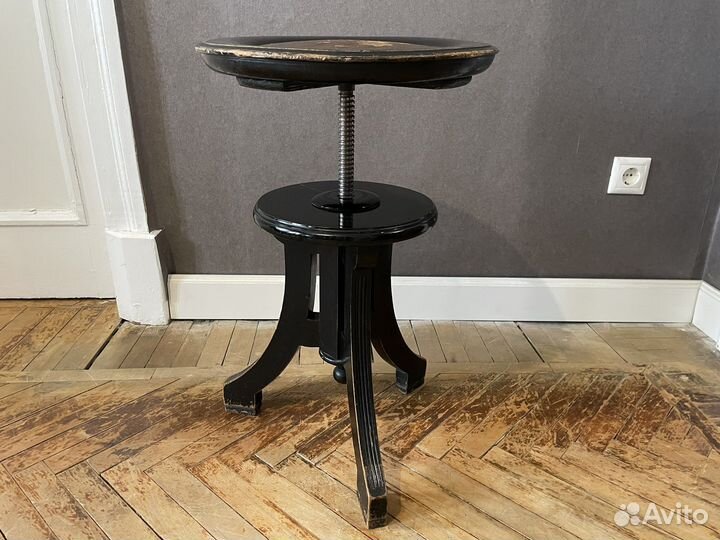 Антикварный винтовой стул для пианино, рояля