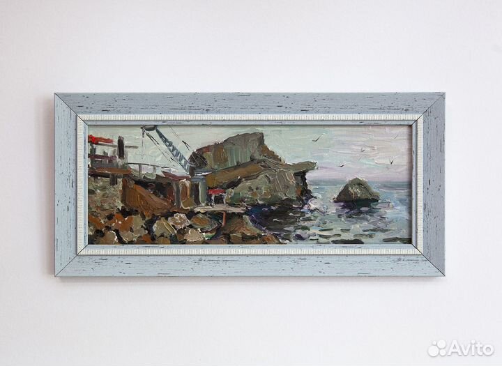 Картина маслом, морской пейзаж, Крым, ручная работ