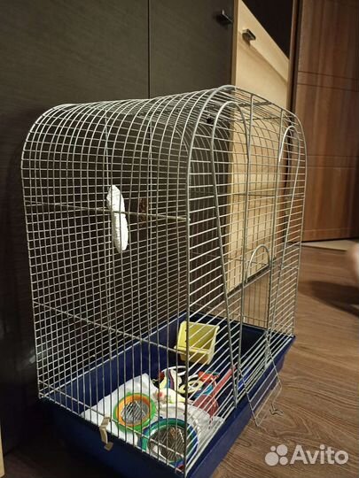 Клетка для попугая с игрушками