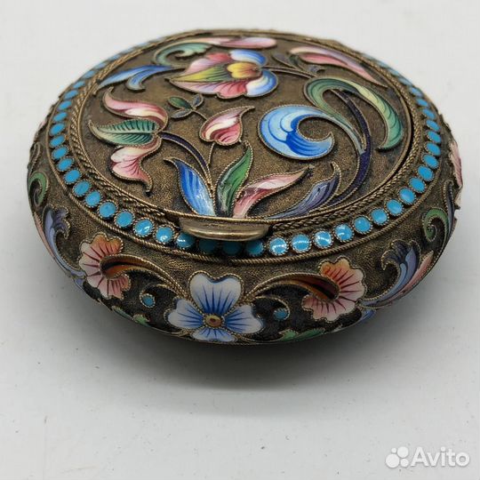 Пудреница серебряная эмаль, 84 проба