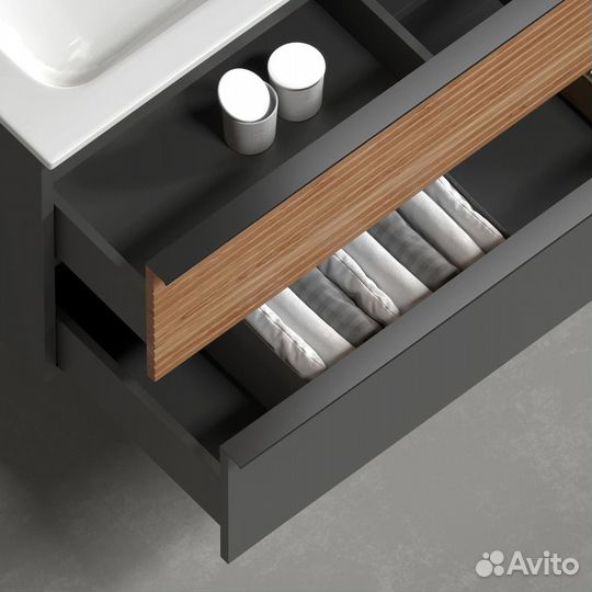 Тумба под раковину sancos Delta 59 подвесная дуб красный/графит DL60GR