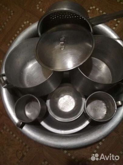 Чаши, тазы, кружки, дуршлаг алюминиевые, СССР