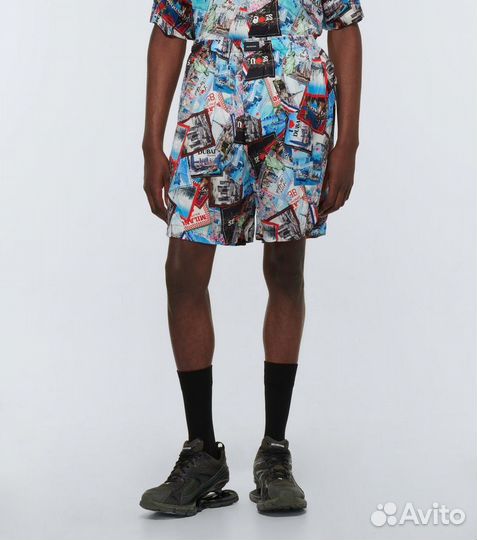 Шорты Balenciaga Allover cities silk shorts, 48