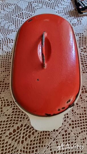 Жаровня-гусятница чугунная эмалированная 4 л