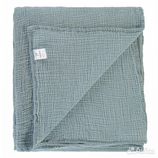 Покрывало из жатого хлопка джинсово-синего цвета и