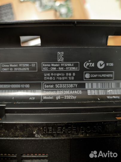 Разбор ноутбука HP g6-2322sr есть все