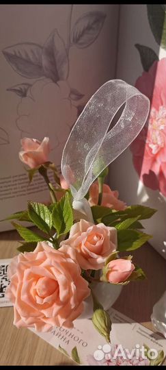 Букетик чайных роз холодный фарфор