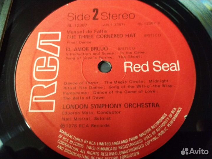 Manuel De Falla Eduardo Mata 1978 винил Англия